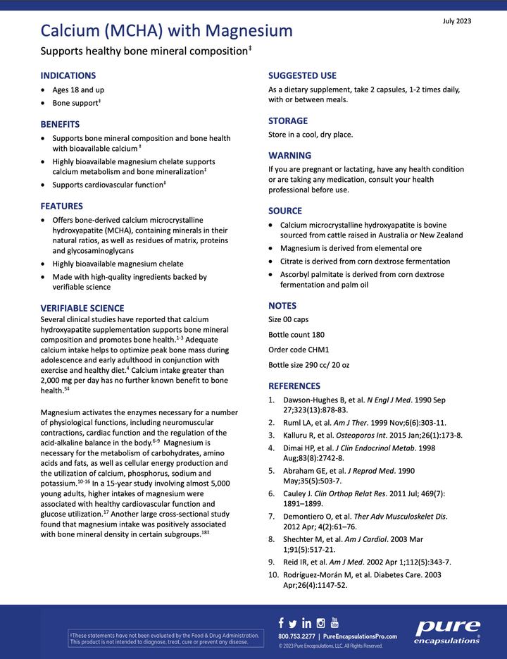 Calcium (MCHA) with Magnesium - Pharmedico