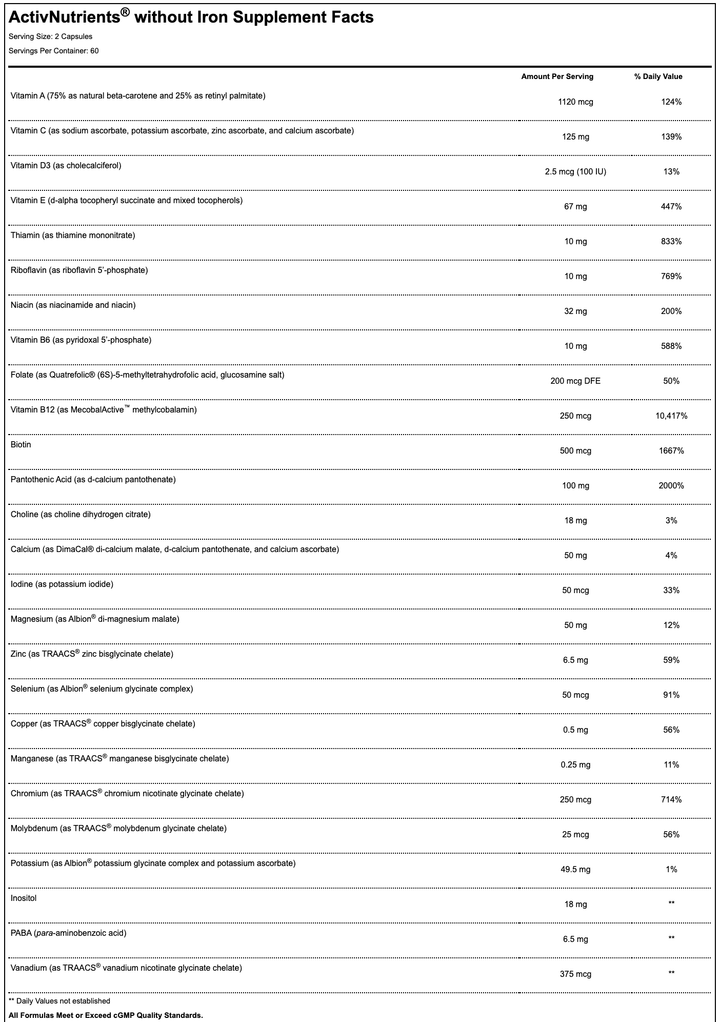 activessentials supplement facts