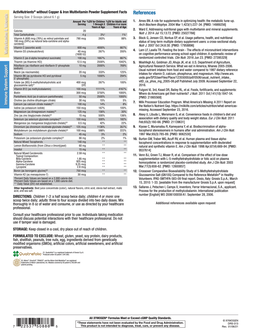 activnutrients without copper & iron multivitamin powder fruit punch info 2