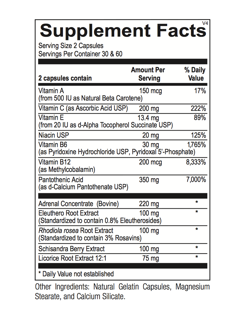 Adren-All supplement facts