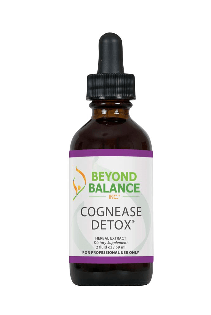 Beyond Balance Cognease Detox herbal extract liquid dietary supplement in a 2 fl oz amber glass dropper bottle.