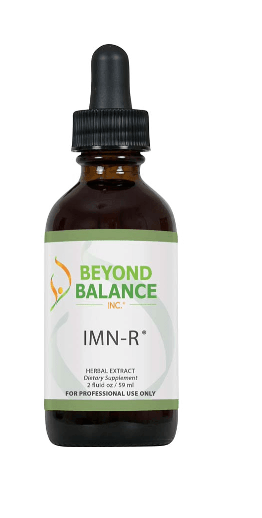 Beyond Balance IMN-R liquid herbal extract supplement bottle with dropper cap, olive green accent borders, and label indicating 2 fluid oz (59 ml) for professional use only