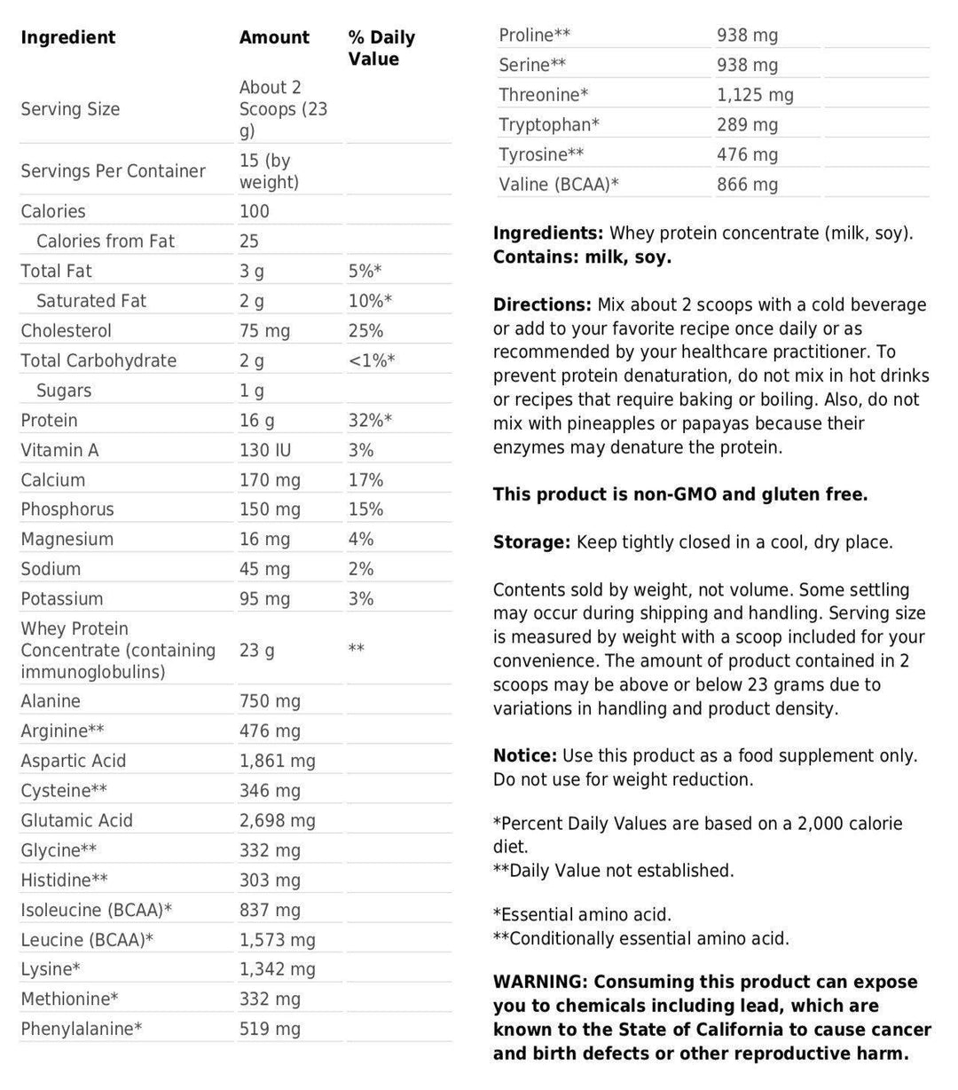 Biopure Protein supplement facts