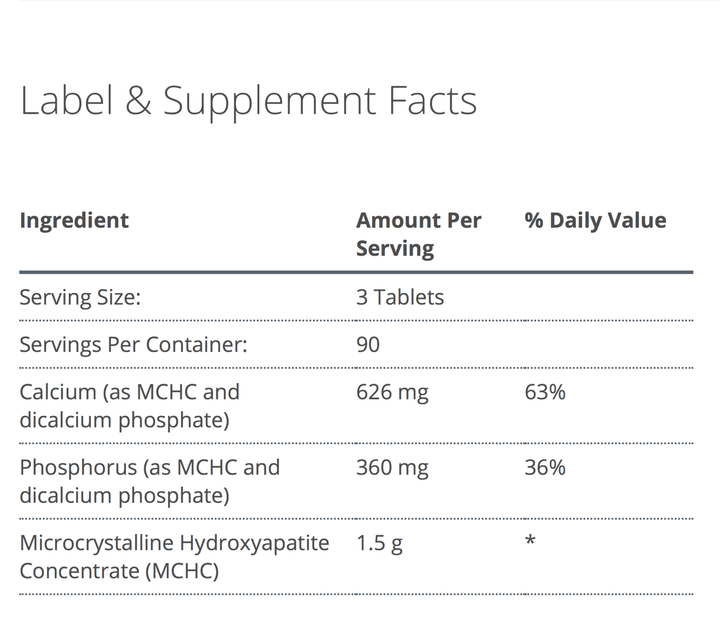 bone builder supplement facts