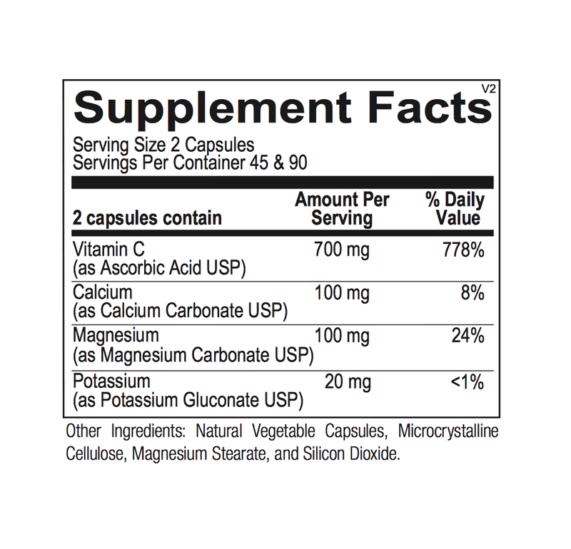 Buffered C Capsules supplement facts - Pharmedico