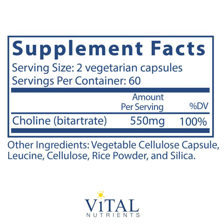 Choline Lettering Choline 550mg - Vital Nutrients - Pharmedico