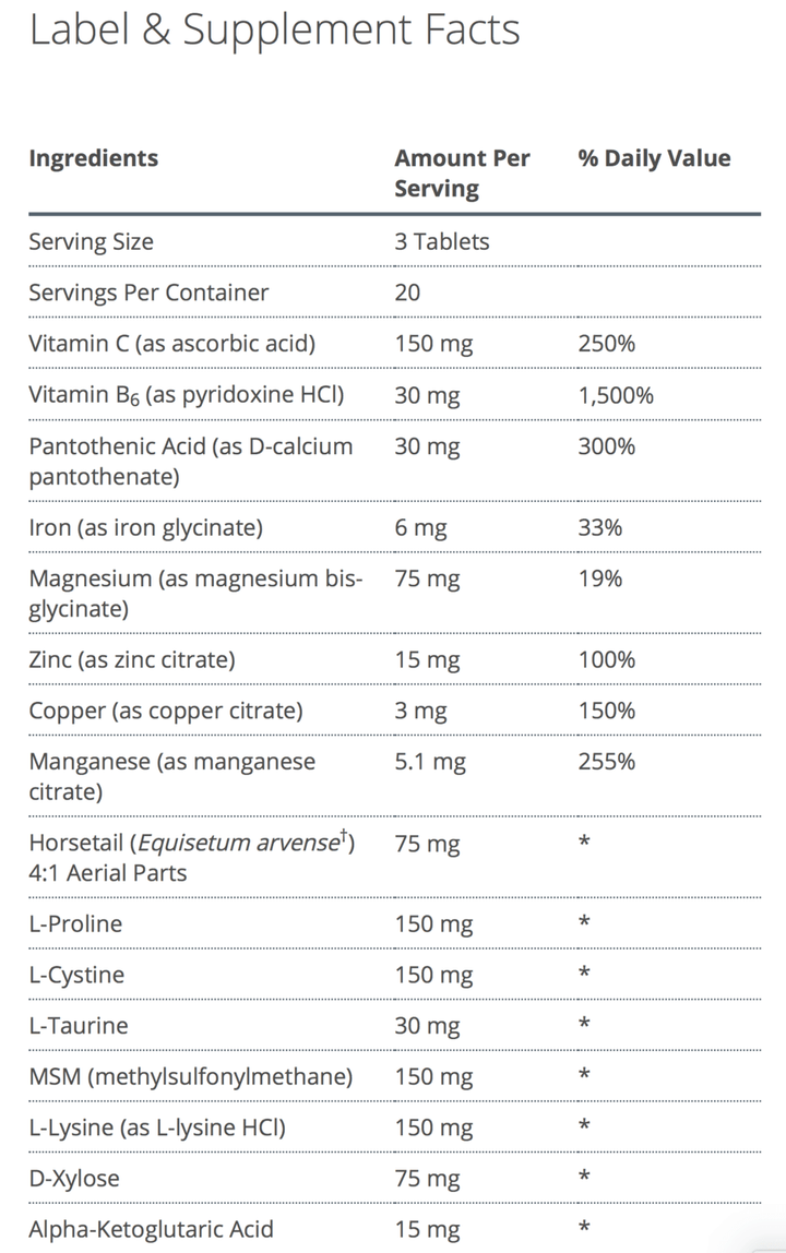 Collagenics Supplement facts