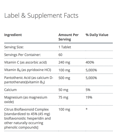 Cortico b5b6 supplement facts