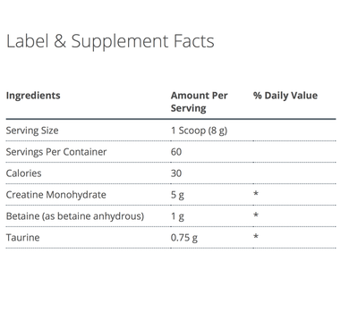 Creatine UP supplement facts