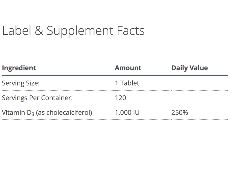 D3 1000 Supplement Facts