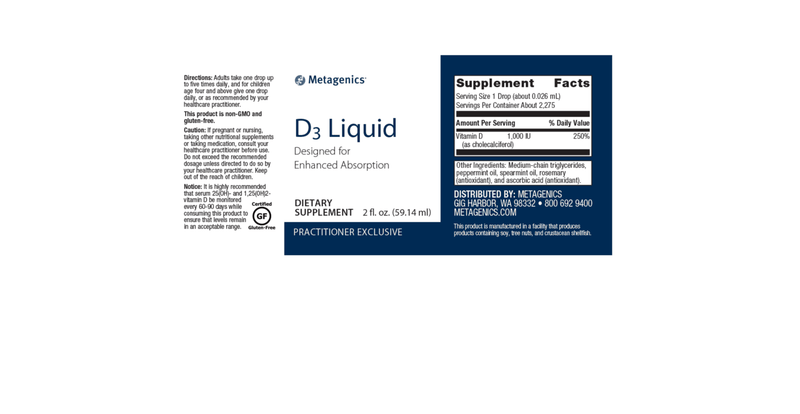 D3 Liquid 2 fl oz label