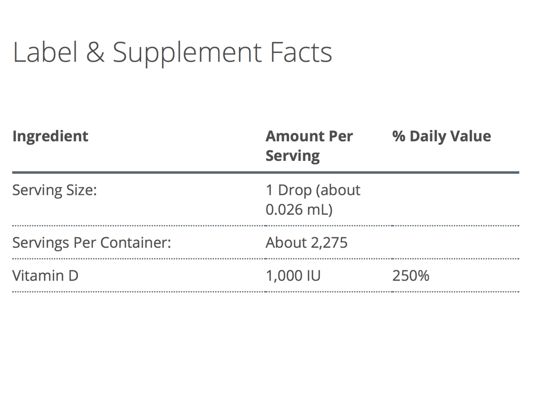 D3 Liquid 2 fl oz supplement facts