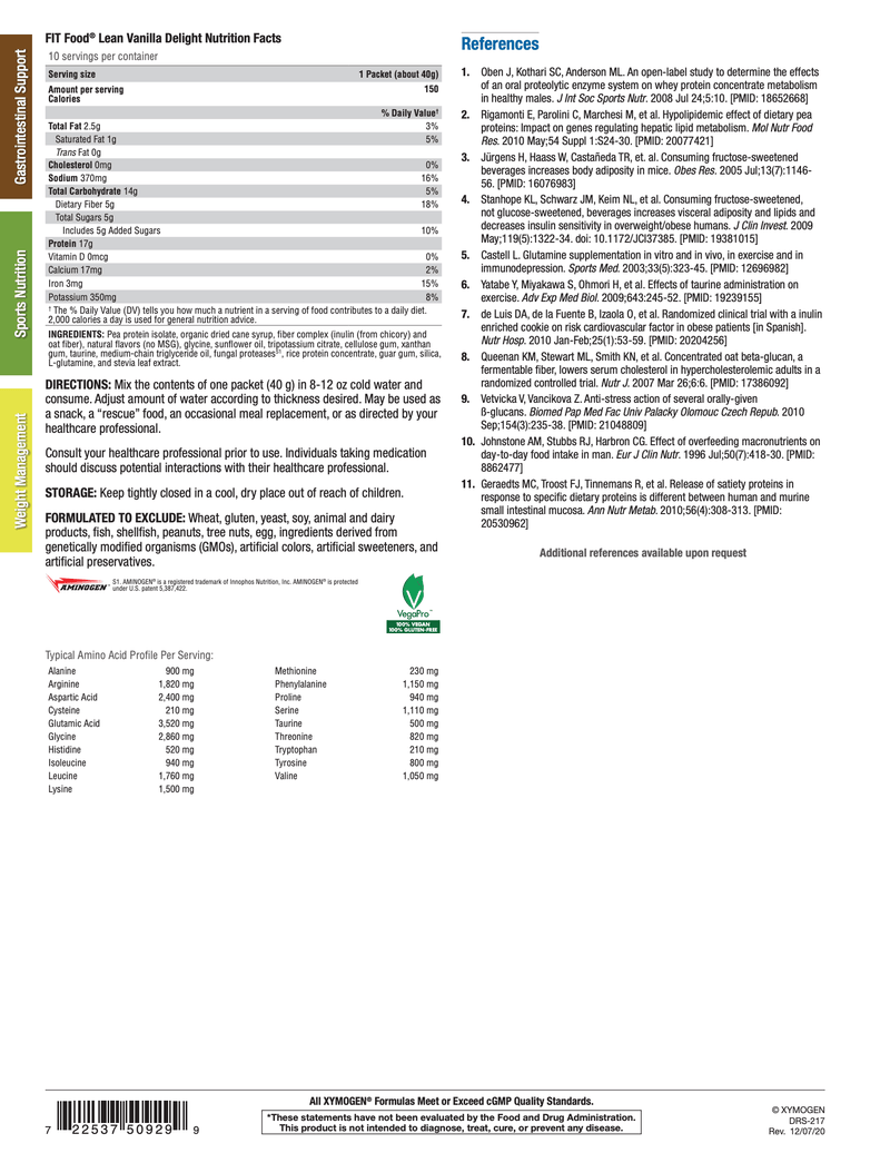 FIT Food® Lean info sheet 2