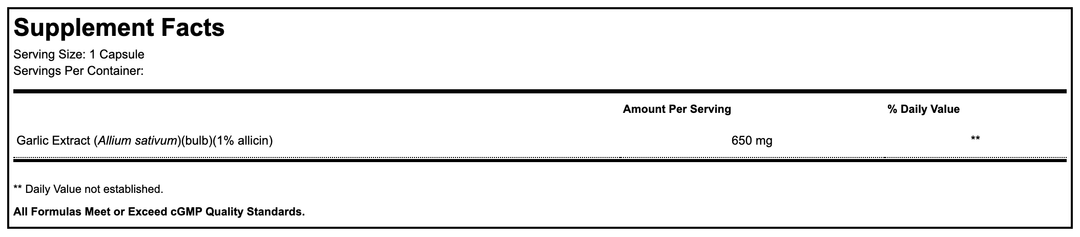 garlix supllement facts
