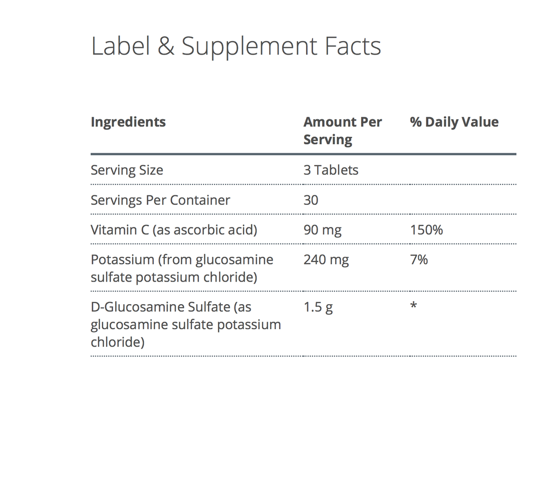 Glucosamine sulfate supplement facts