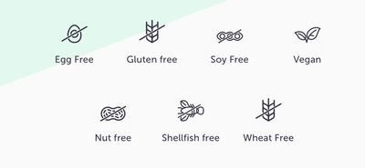 i5 - Egg free, gluten free, soy free, vegan, nut free, shellfish free, wheat free