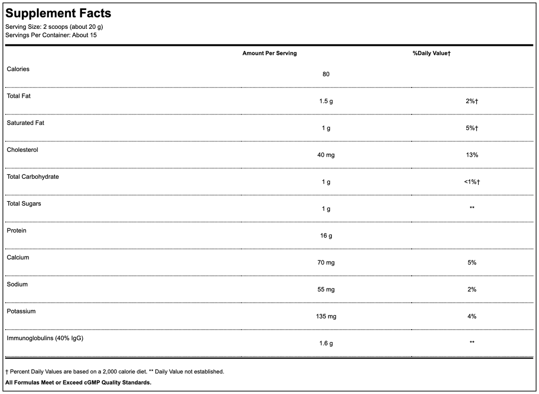 igg pure supplement facts