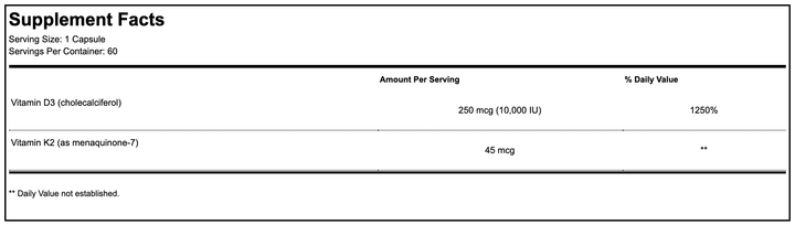 k2-d3 10,000 supplement facts