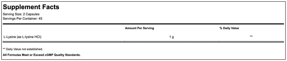 l-lysine supplement facts