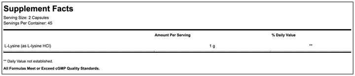 l-lysine supplement facts