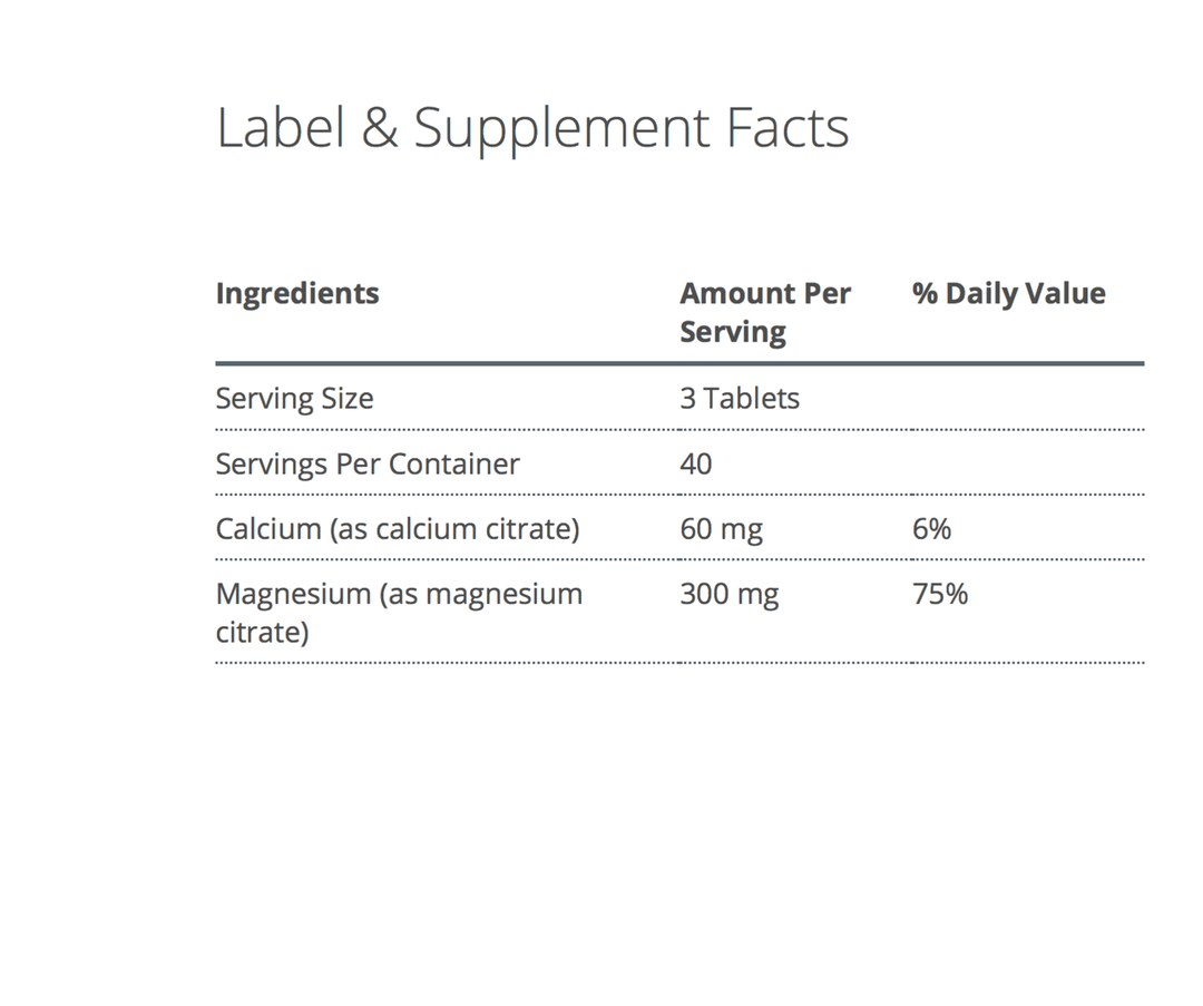 Magnesium Citrate supplement facts