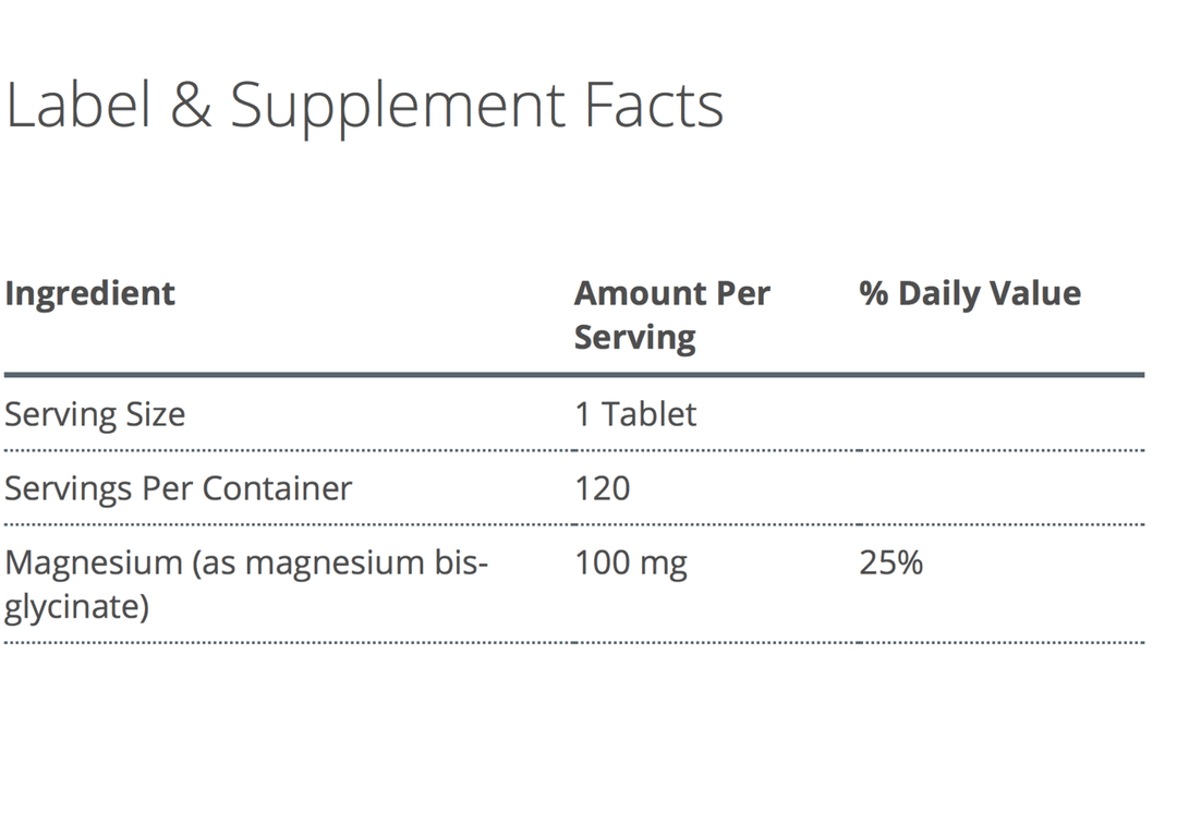 Magnesium Glycinate supplement facts