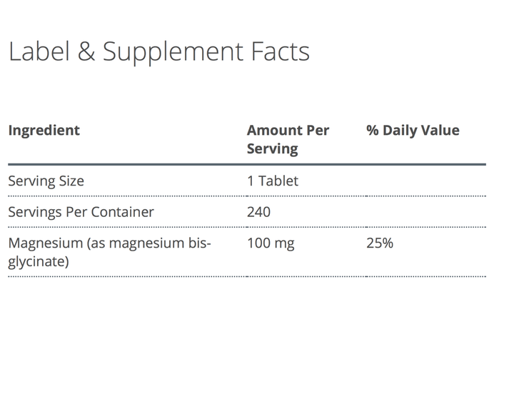 Magnesium Glycinate supplement facts