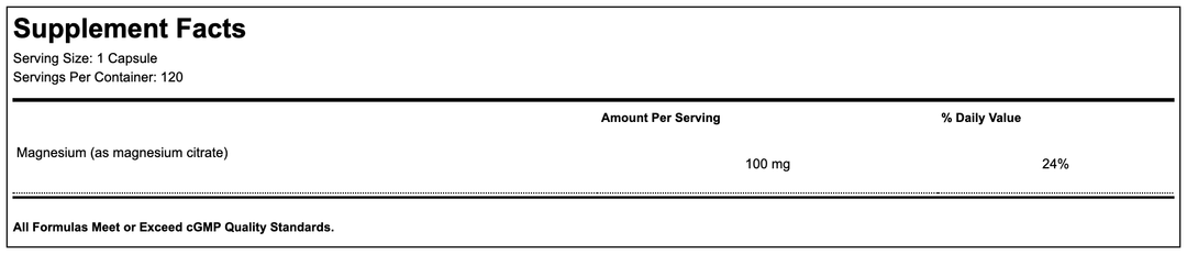 magnesium citrate supplement facts