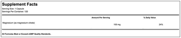 magnesium citrate supplement facts