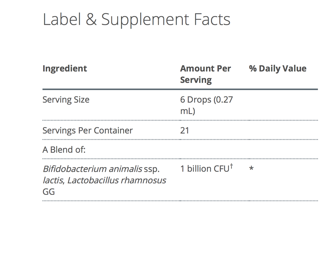 MetaKids Baby Probiotic supplement facts