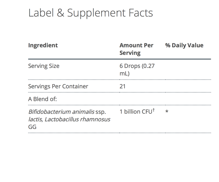 MetaKids Baby Probiotic supplement facts