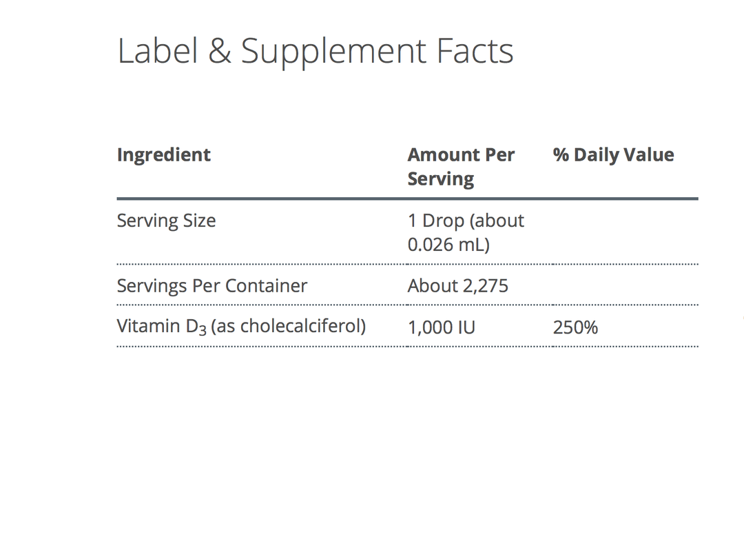 MetaKids d3 liquid supplement facts