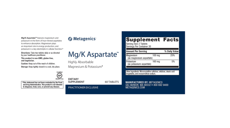 Mg/K Aspartate 60ct label