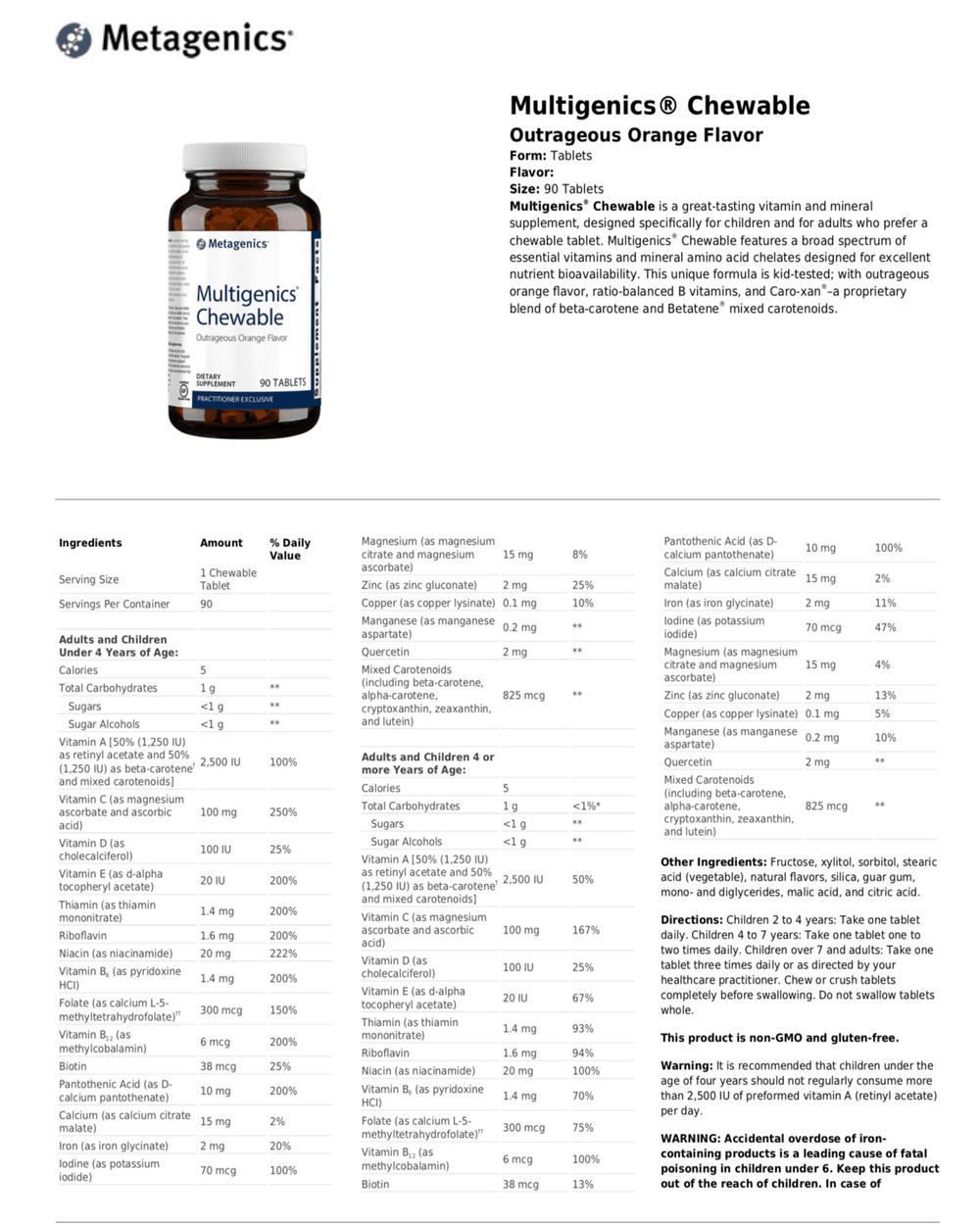 Multigenics chewable info