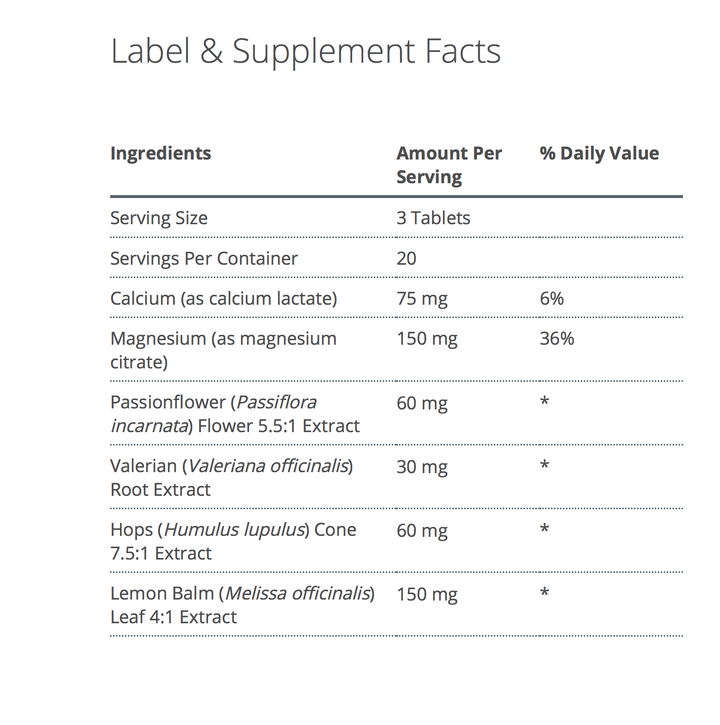 myocalm plus supplement facts