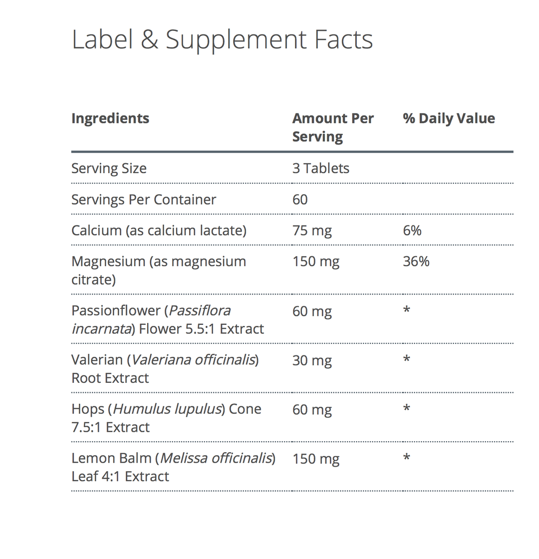 myocalm plus supplement facts