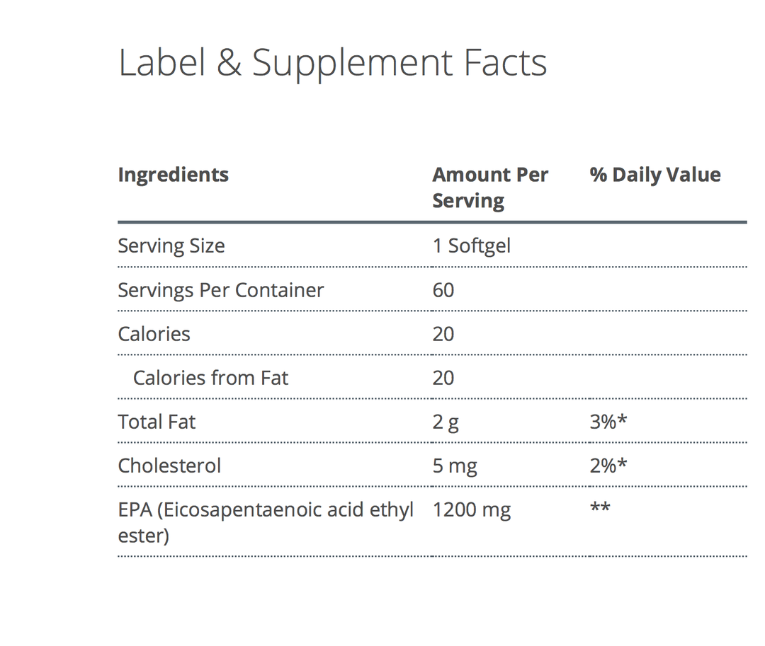 OmegaGenics® EPA 1200 supplement facts