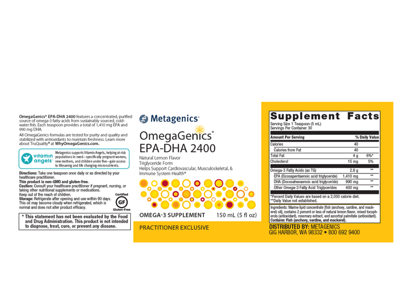 OmegaGenics EPA-DHA 2400 label