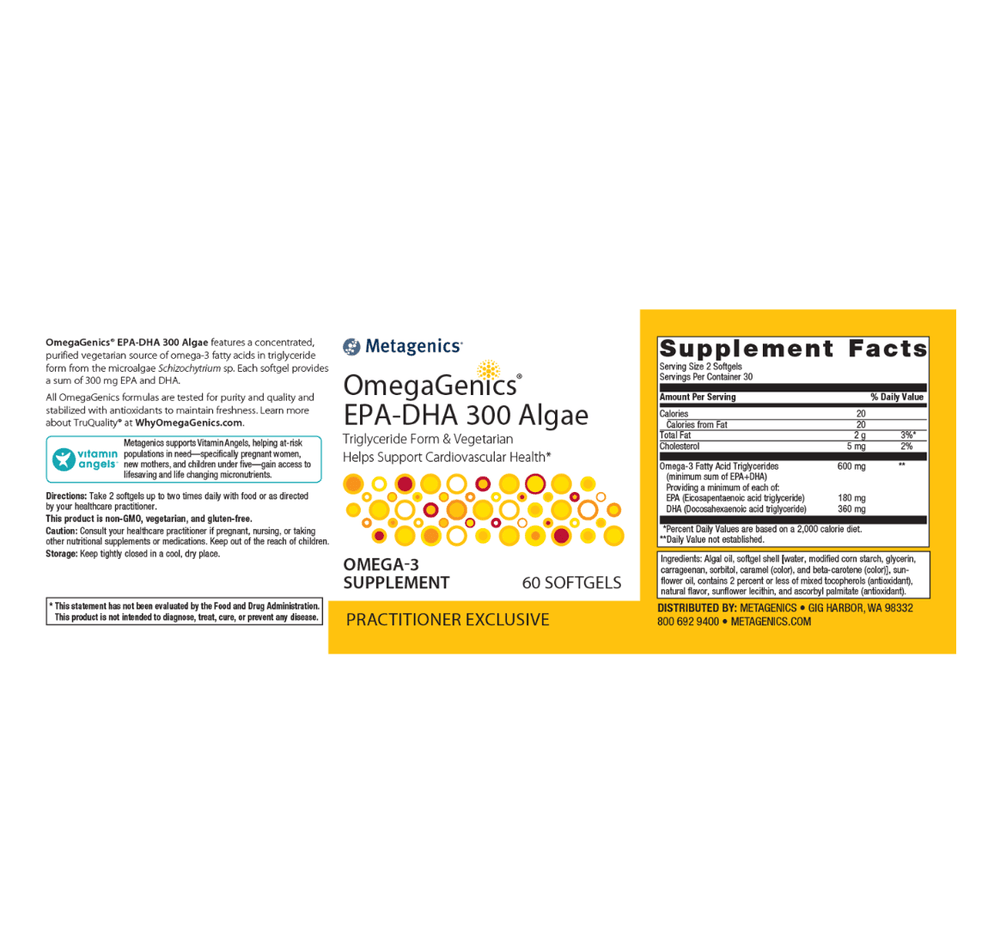 OmegaGenics EPA-DHA 300 Algae label