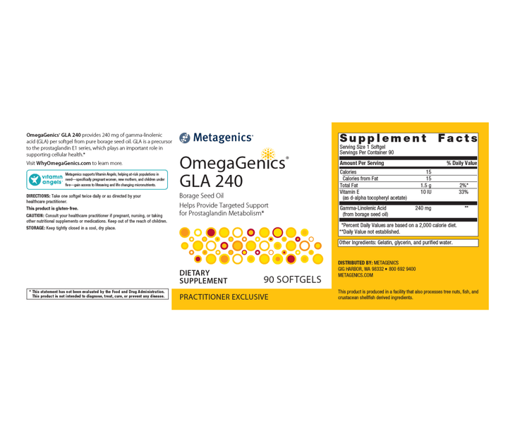 OmegaGenics GLA 240 label