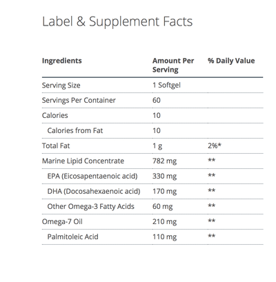 OmegaGenics Mega 10 supplement facts