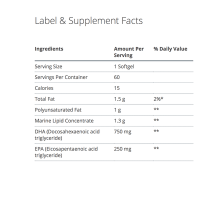 OmegaGenics Neuro 1000 supplement facts