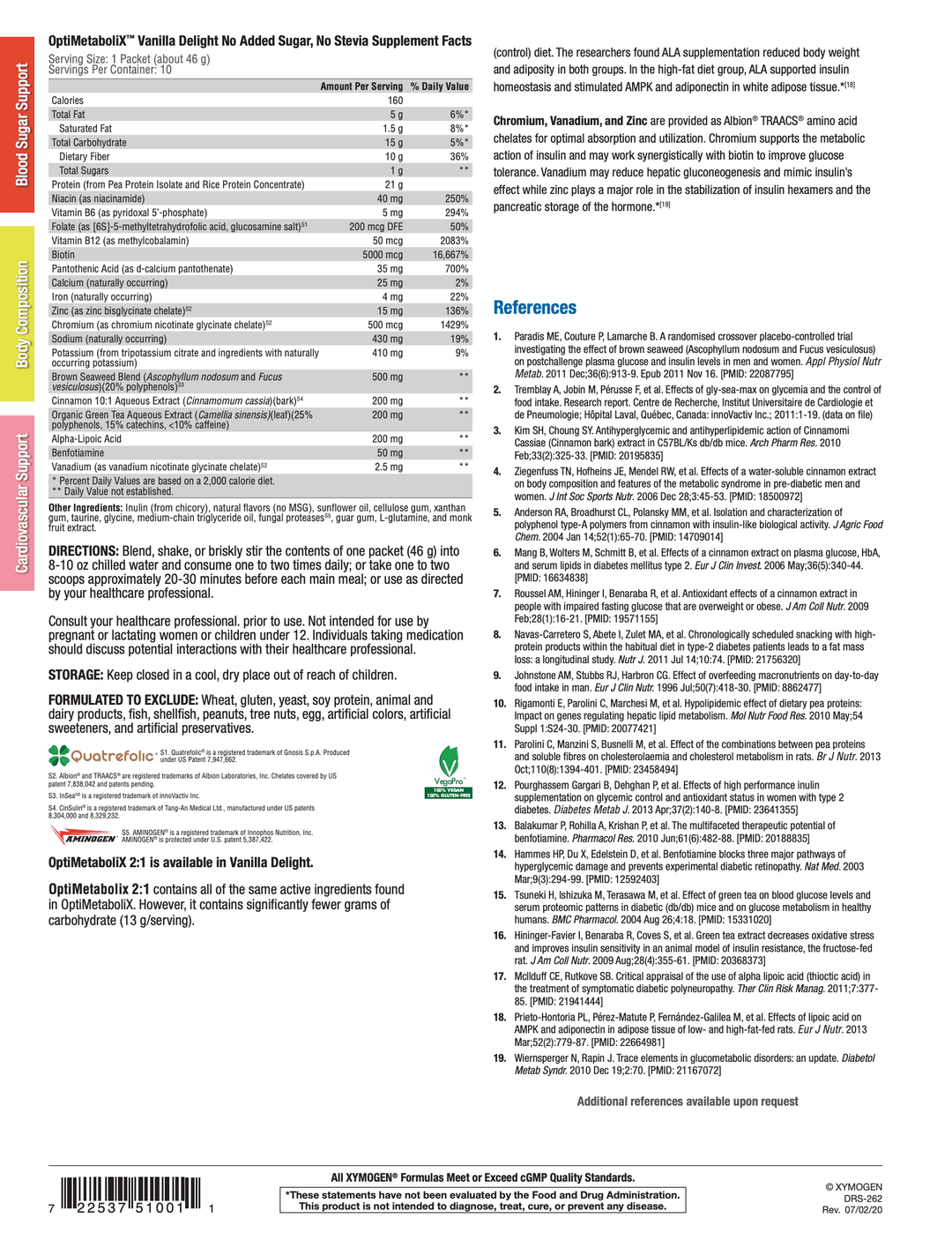 This is a OptiMetaboliX™ No Added Sugar No Stevia