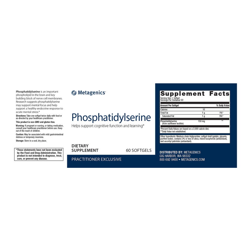 Phosphatidylserine 150mg label