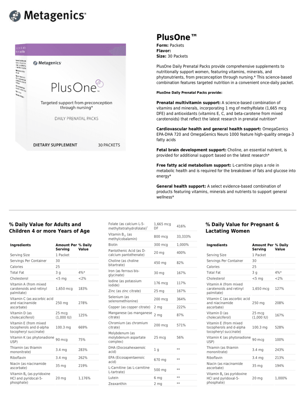 PlusOne Informational sheet