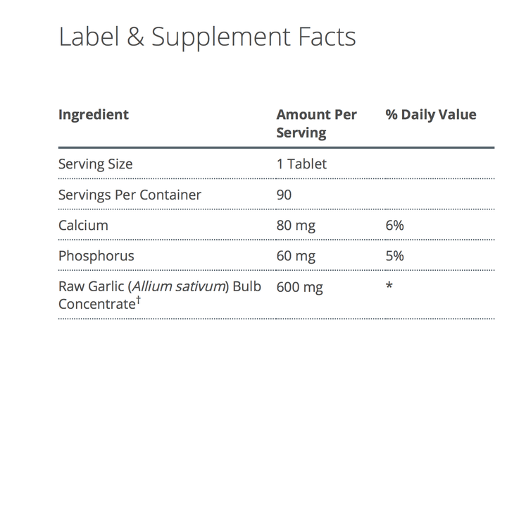 SuperGarlic 6000 supplement facts