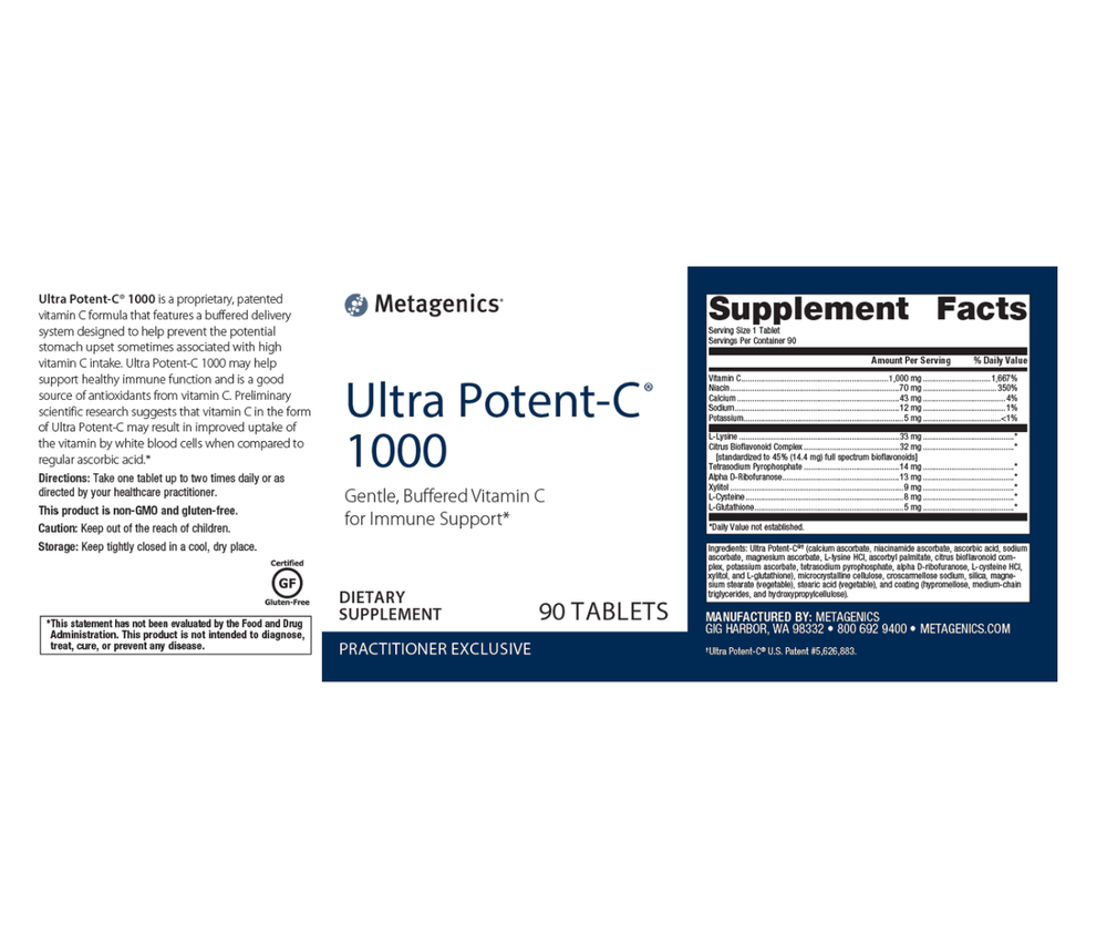 Ultra Potent-C 1000 90ct bottle - Pharmedico