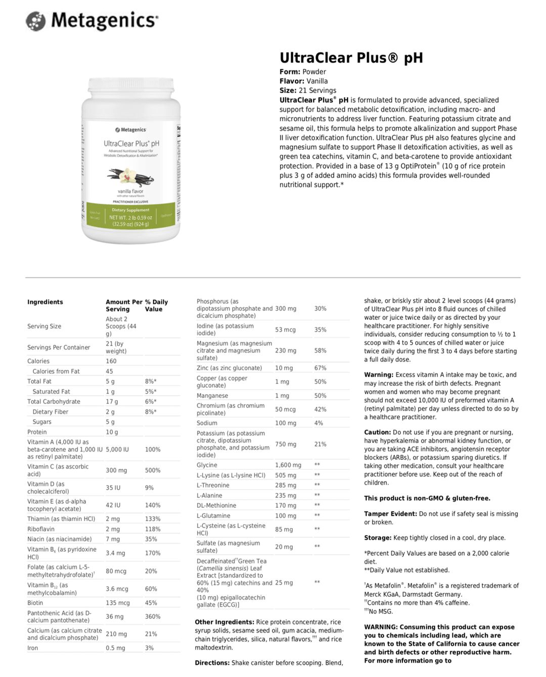 UltraClear Plus pH info sheet - Pharmedico