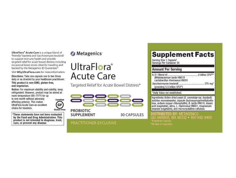 UltraFlora Acute Care label - Pharmedico