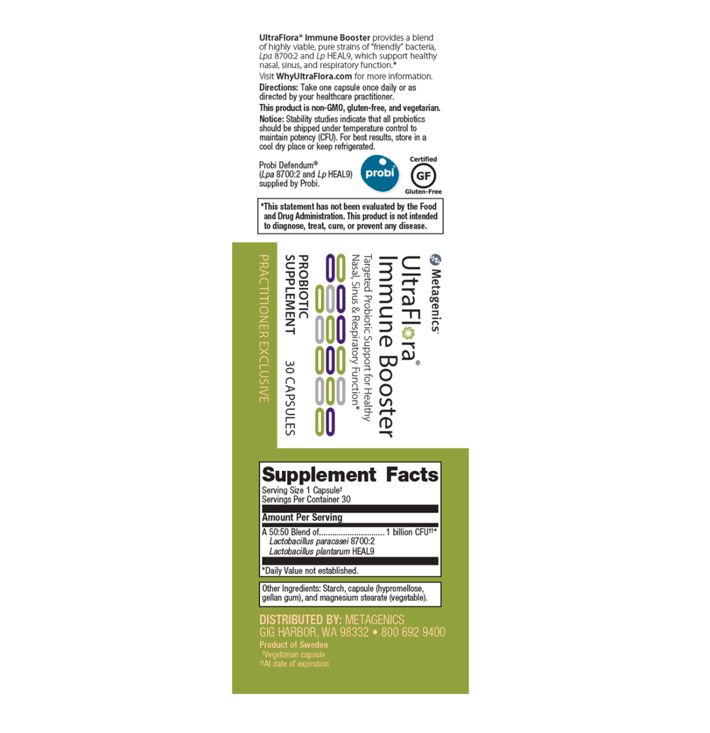 UltraFlora Immune Booster label - Pharmedico